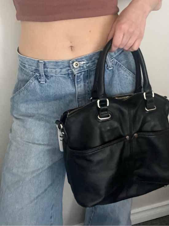 Tignanello Handbags - Classic Black Leather Satchel Handbag - Women Bags tignanello